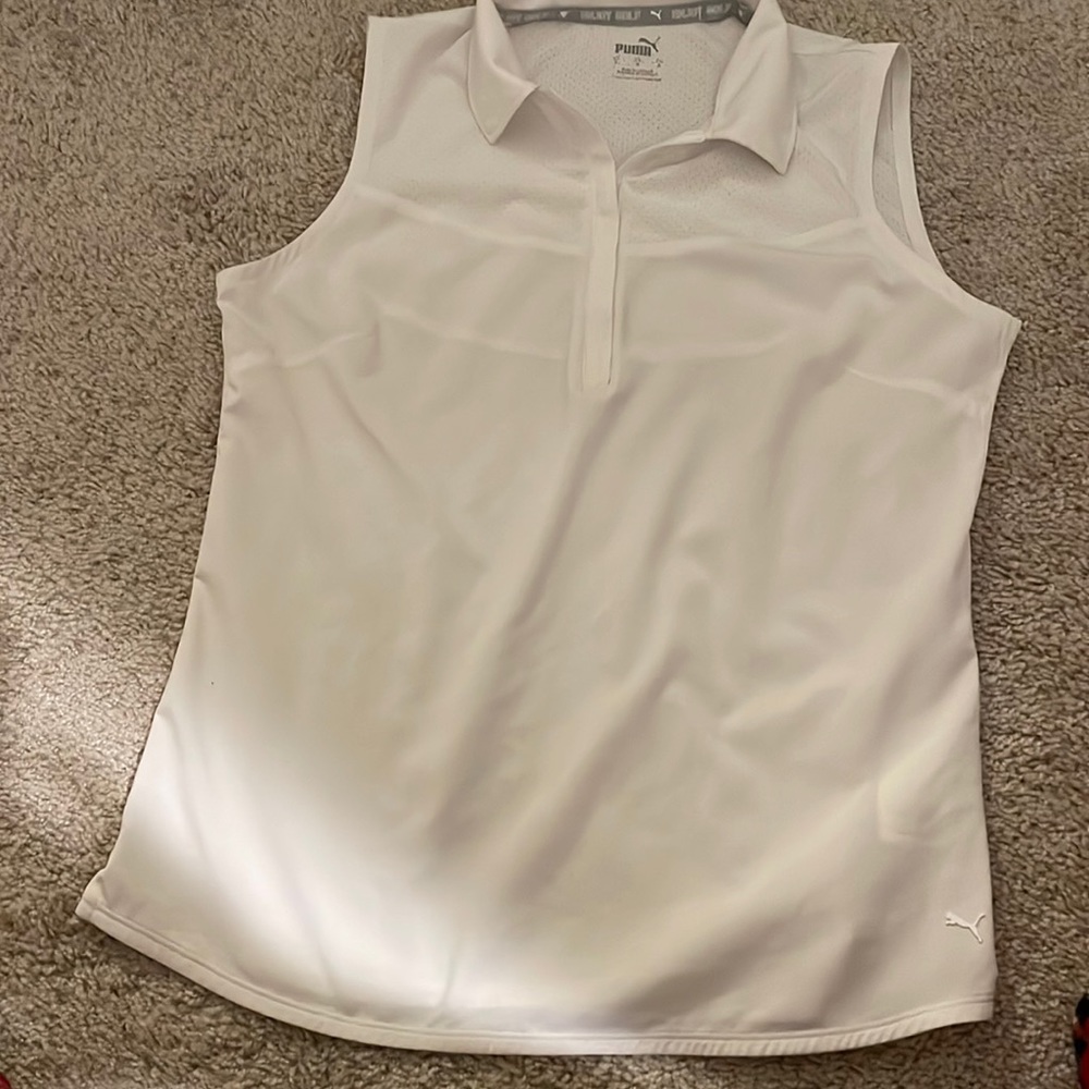 White puma sleeveless golf polo!